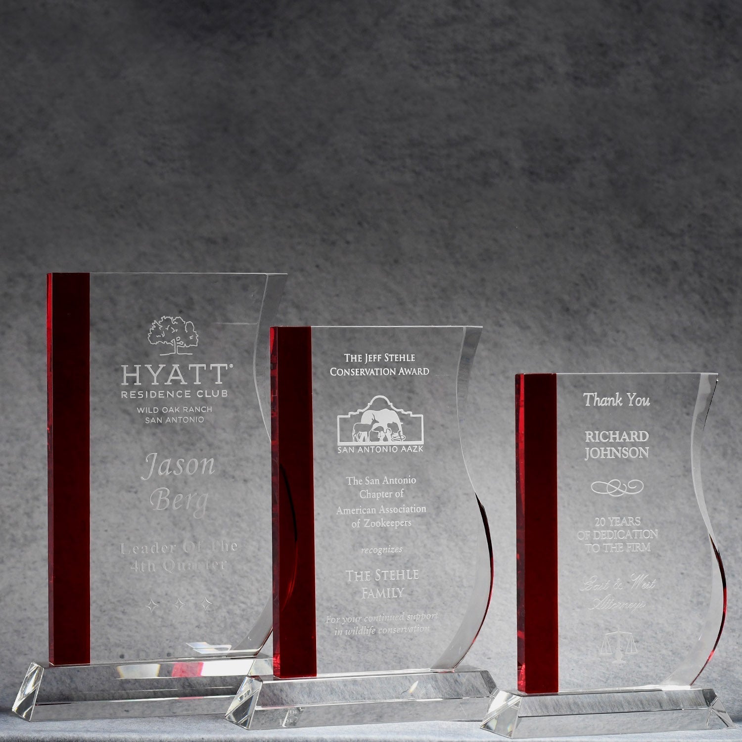 Red Stripe Wave Crystal Award 3