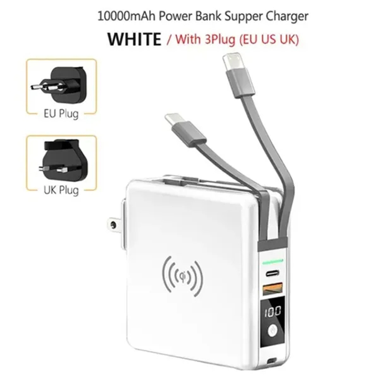 4 in 1 Built in Cable USB Travel Charger Wireless Power Bank 2