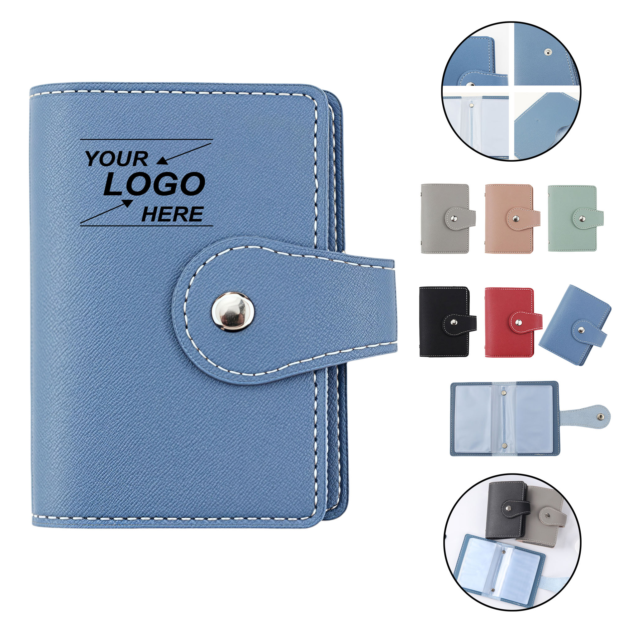 Custom Logo 26-Card Holder Mini PU Leather Card Wallet 4