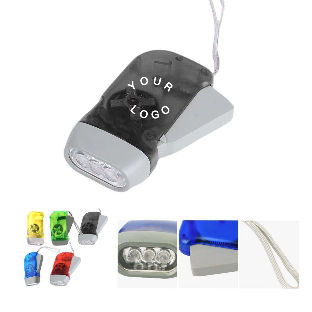 Portable Hand Crank Flashlight with LED Lights 3