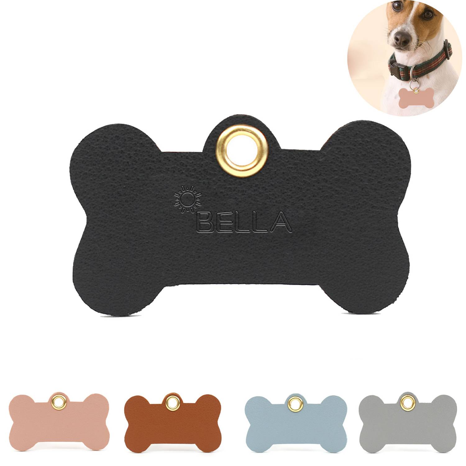 PU Leather pet identification name tag 2