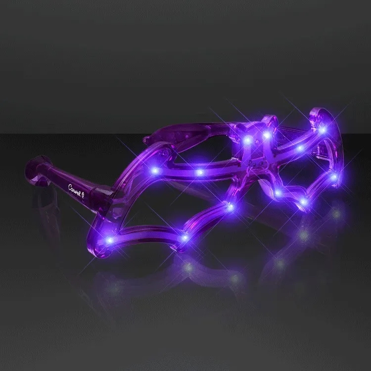 Purple Bat Light Up Eyeglasses, No Lens 2