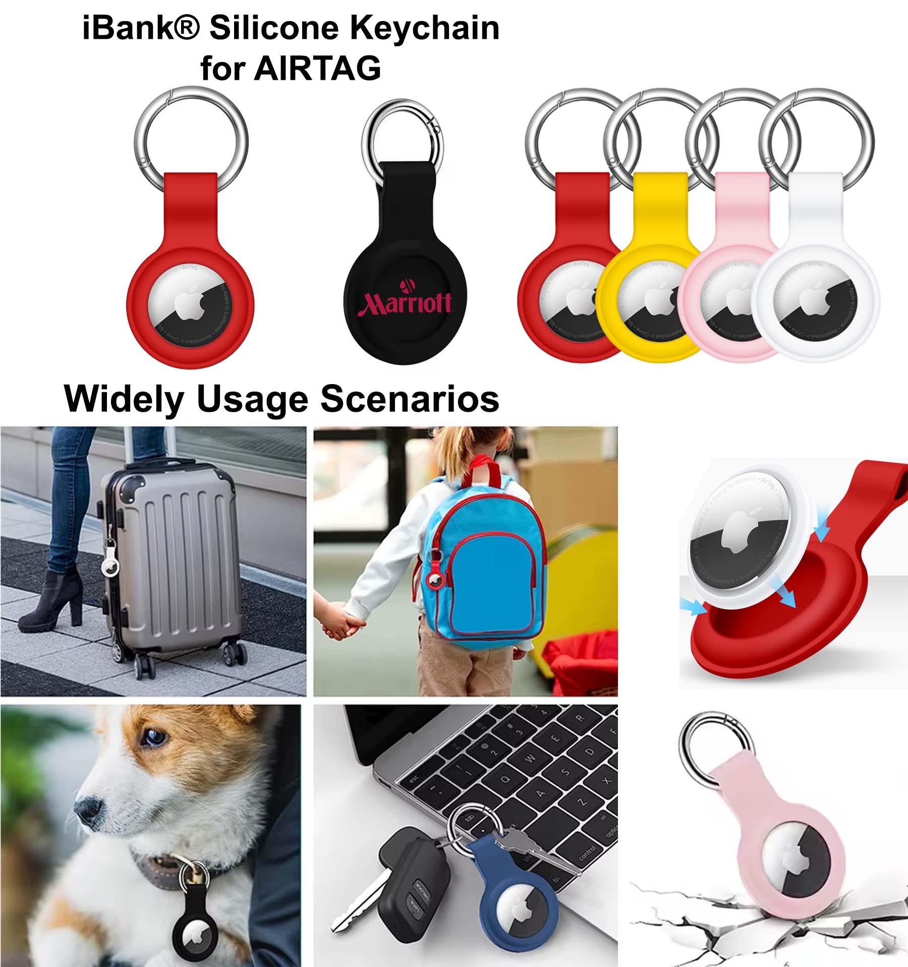 iBank ® Protective Silicone Keychain for AirTag – Soft-Touch Tracker Case & Secure Loop 1
