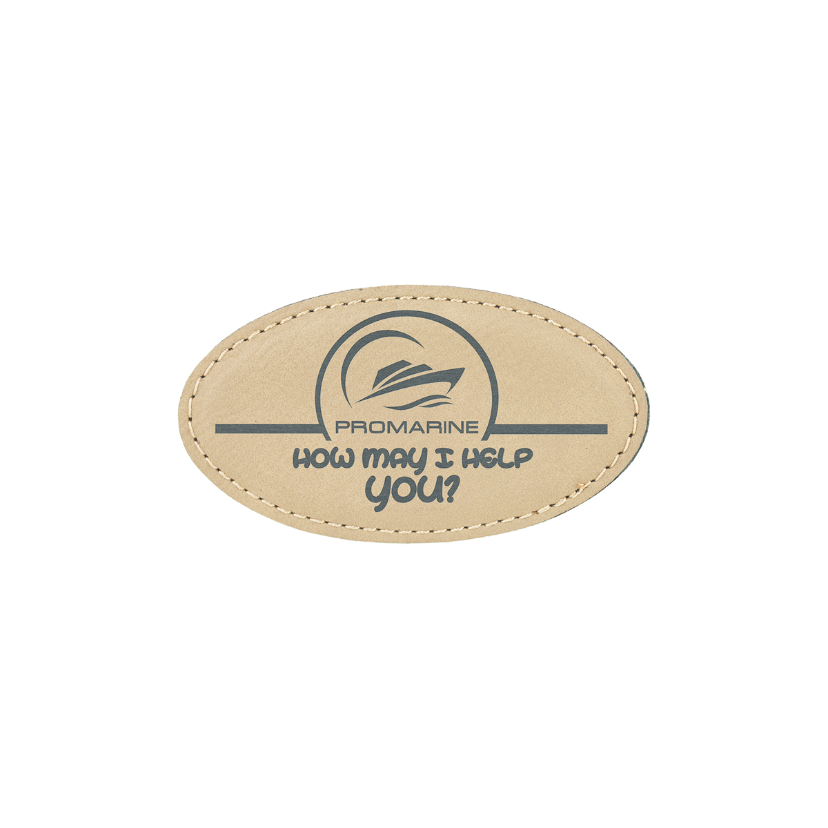 3 1/4" x 1 3/4" Light Brown Leatherette Oval Badge w/ Magnet