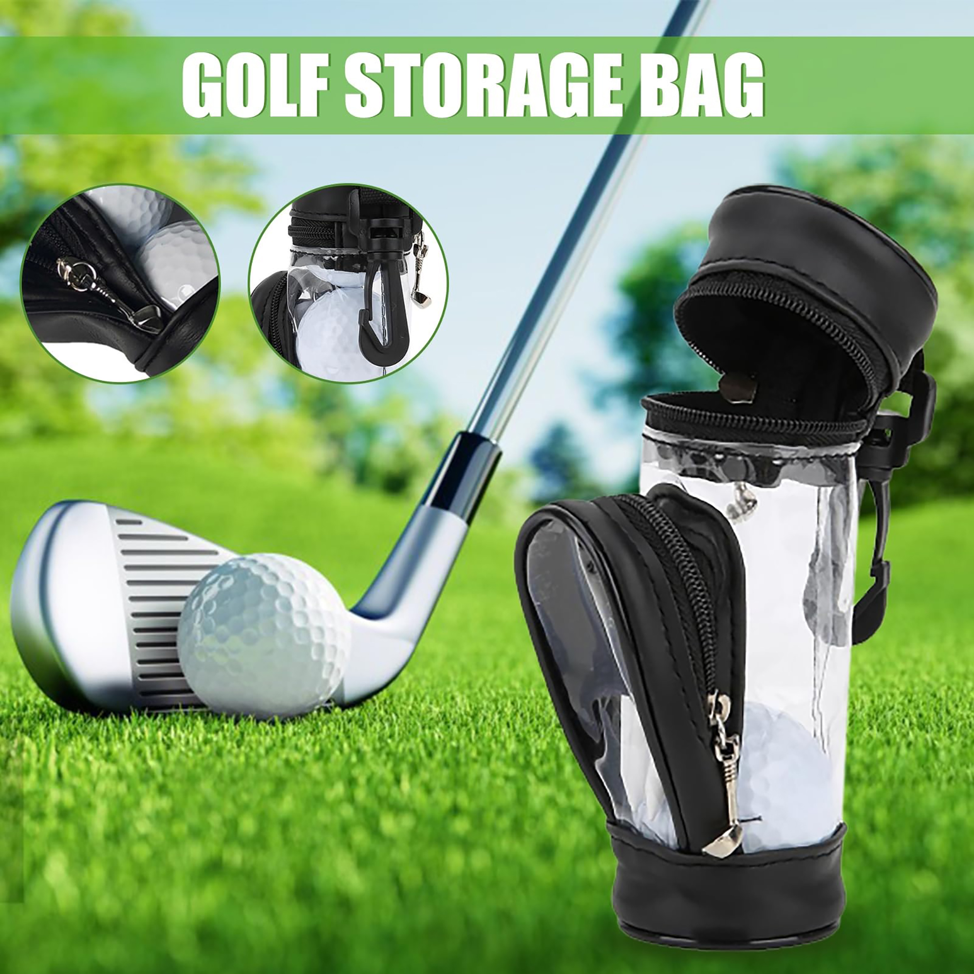 Portable PU Golf Ball and Tee Holder with Clip 5