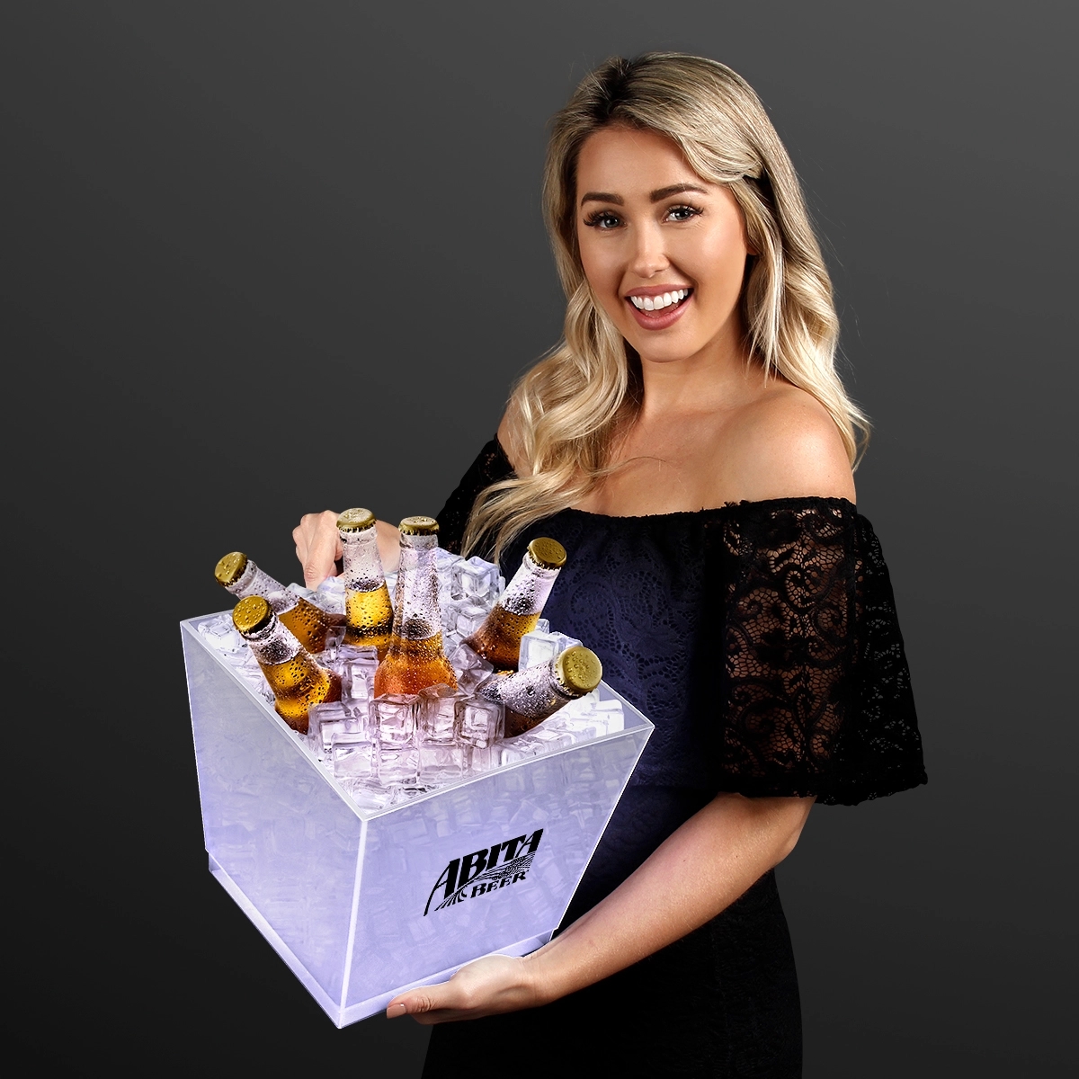 White LED Bottle Service Ice Bucket 3
