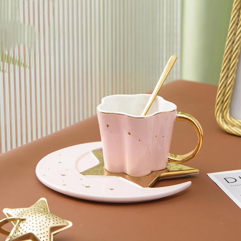 Custom 4 oz Ceramic Coffee Mug Saucer Set 2