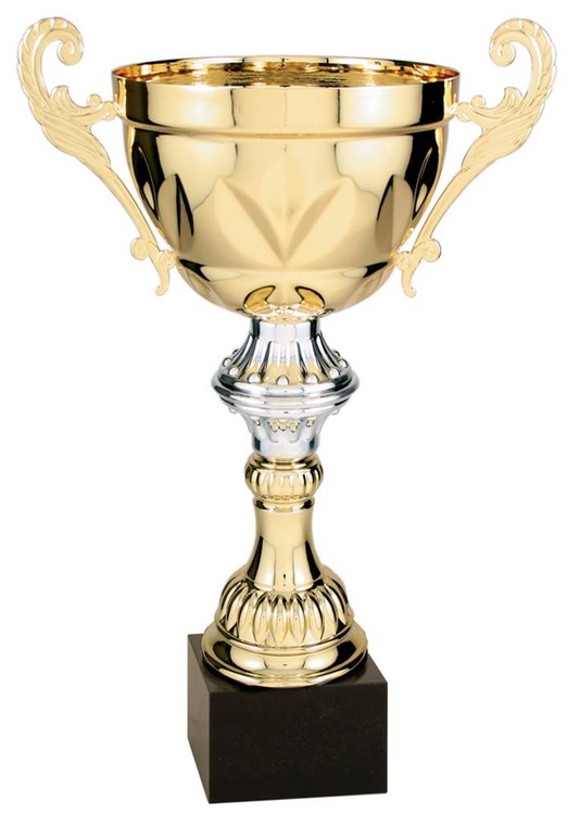 8" Tall Gold Metal Cup Trophy with Marble Base 2