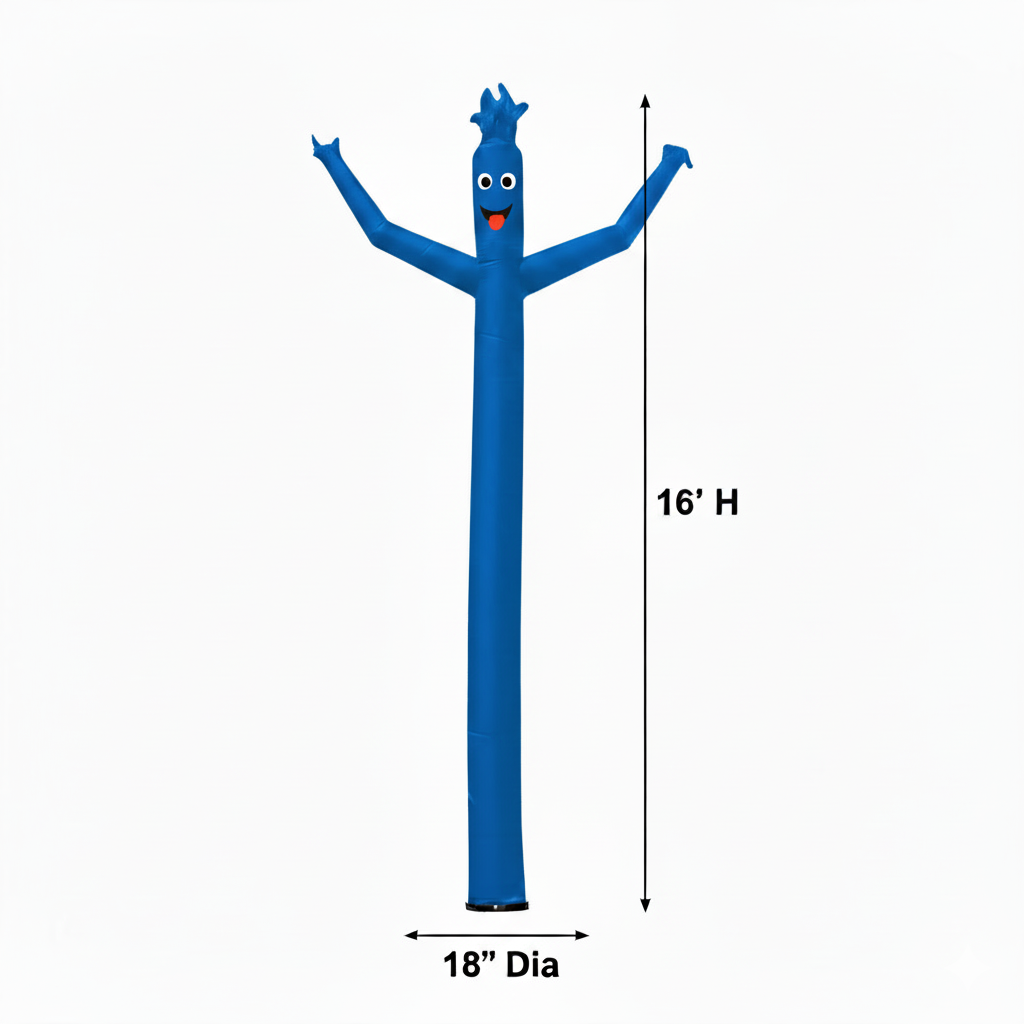 16'H Wacky Man™ Single-Leg Inflatable Dancer, Reflex Blue (PMS 280) 4