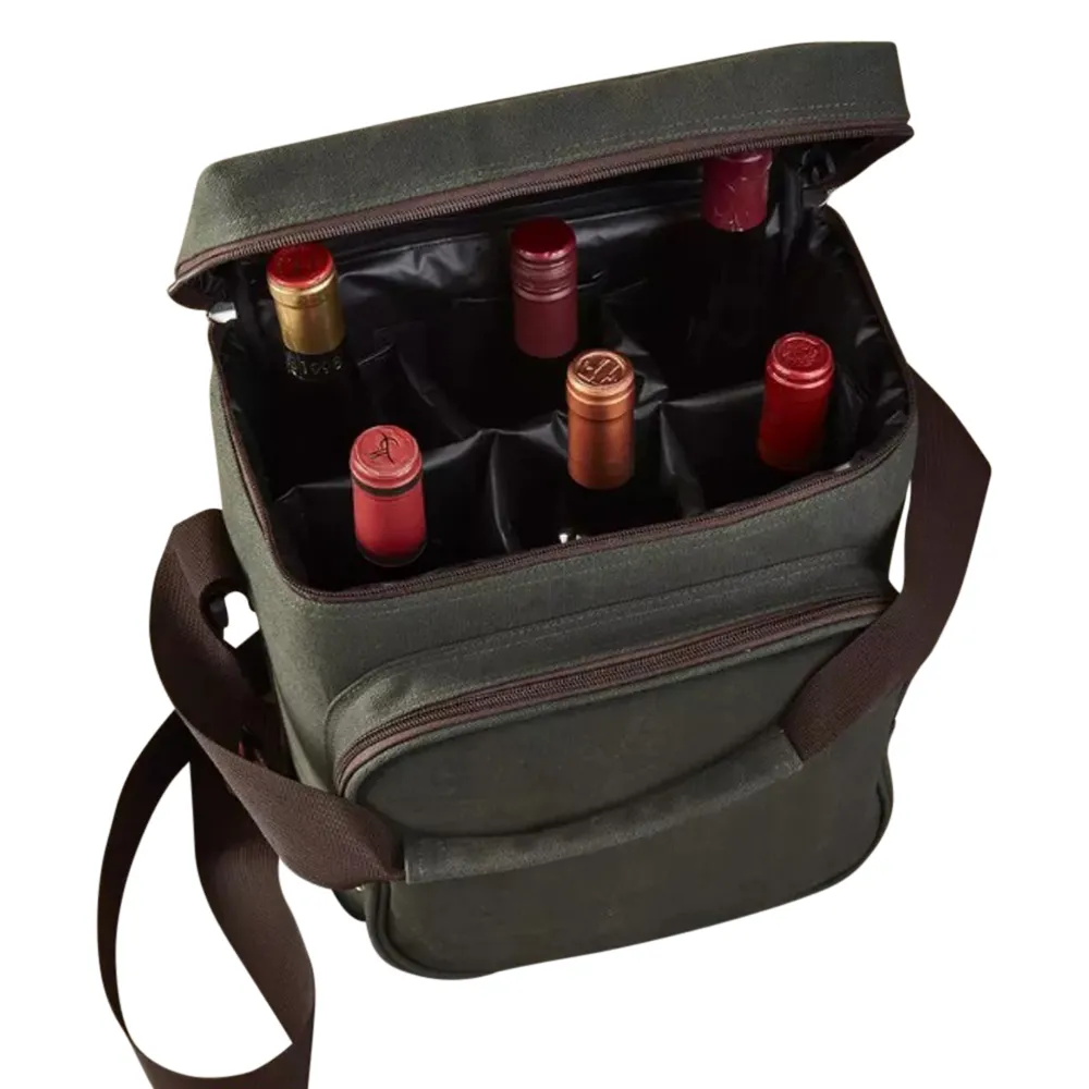 6-Bottle Insulated Canvas Wine Bag 3