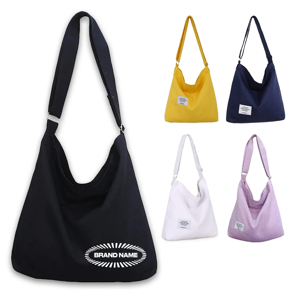 Tote Bag Shopping Grocery Canvas Crossbody Hobo Handbag, custom tote bag with logo imprint 3