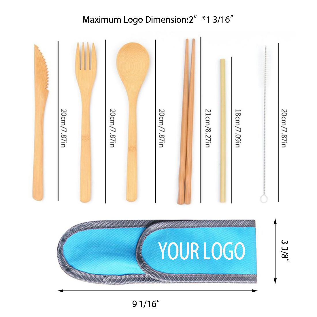 Bamboo Utensil Cutlery Set With Travel Bag 2