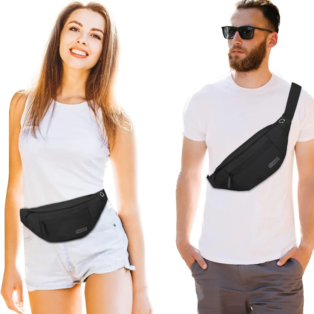Adjustable Belt Crossbody Fanny Pack with 4-Zipper Pockets 6