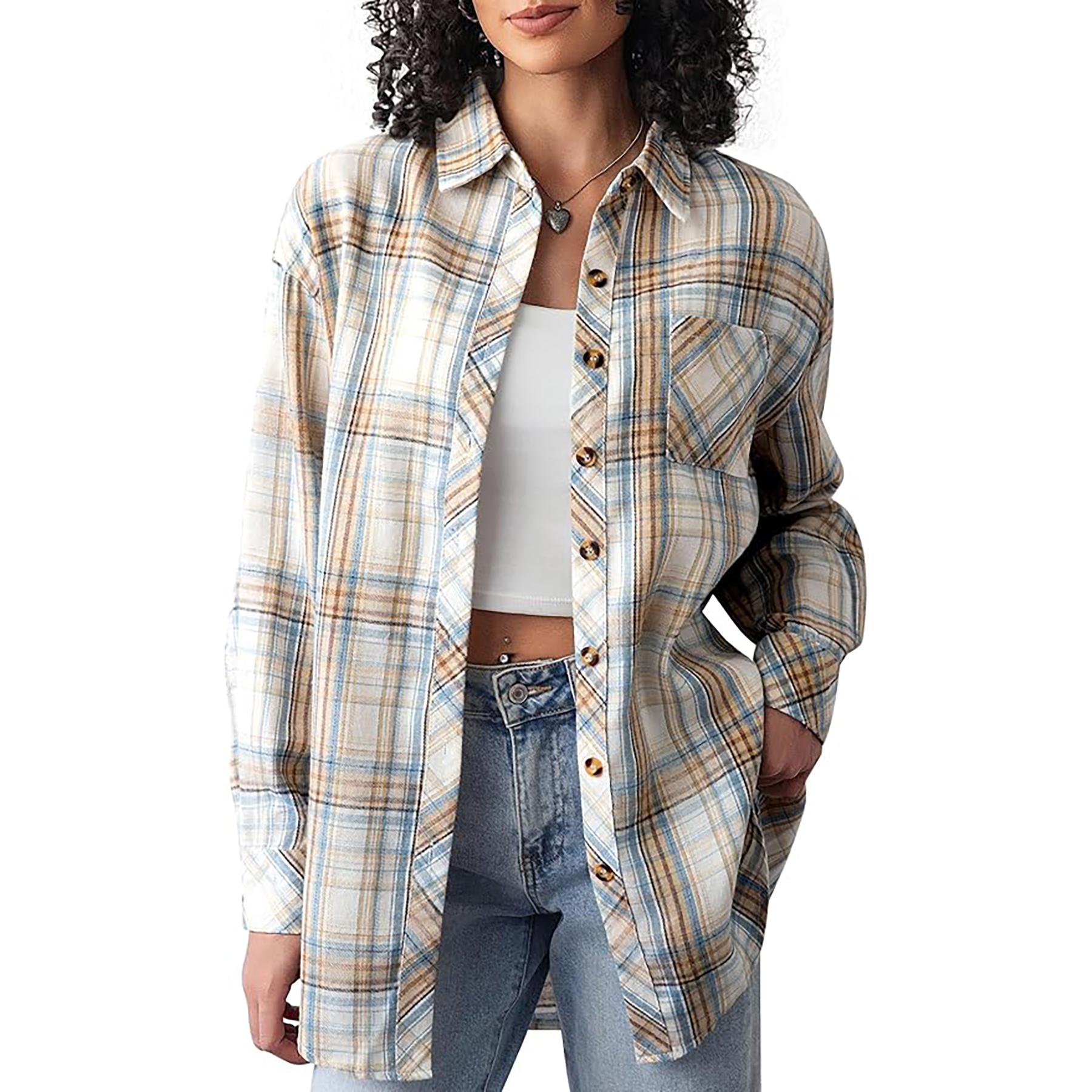 Women's Long Sleeved Plaid Shirt 4