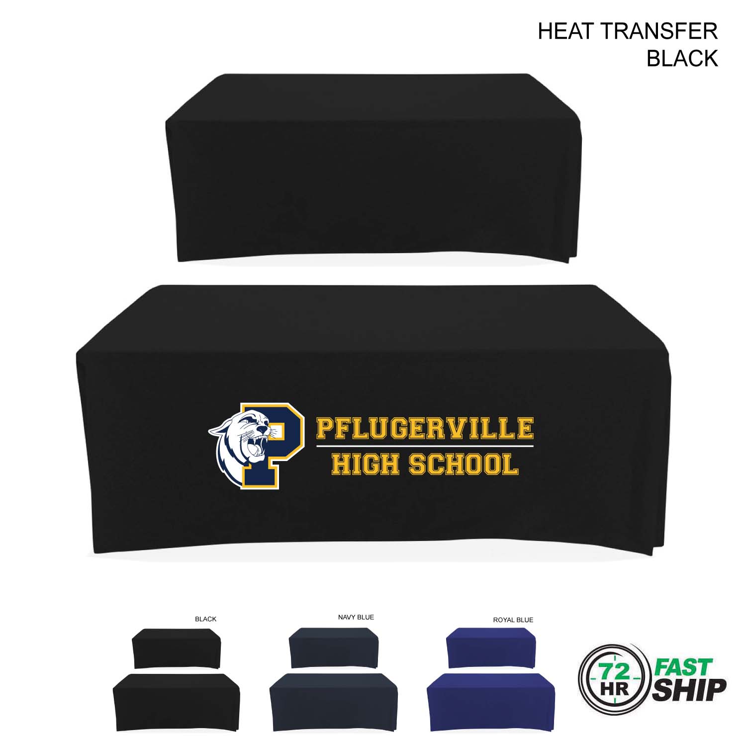 72 Hr Fast Ship - Polycotton Twill Table Throw for 6' Table, Drape style, 4 sided, Closed Back 1