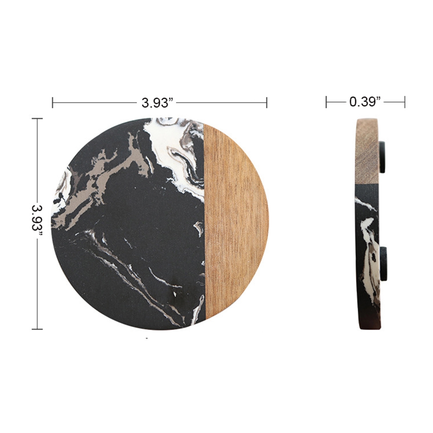 Round Acacia Wood And Marble Coaster 5