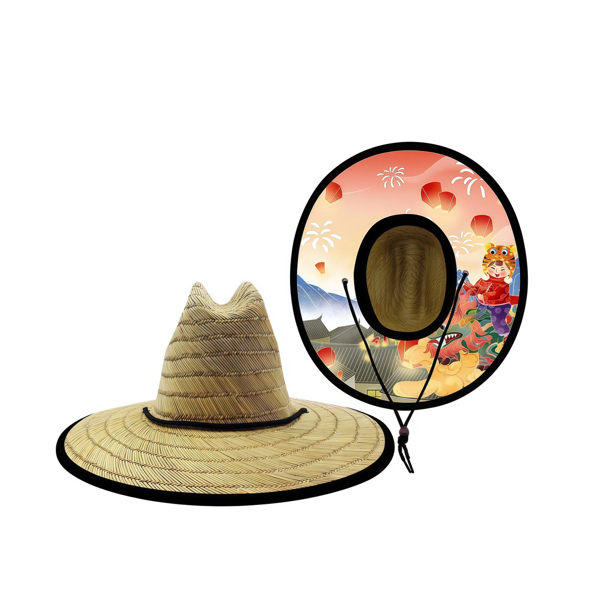 Wide Brim Straw Sun Hat With Adjustable Cord 7