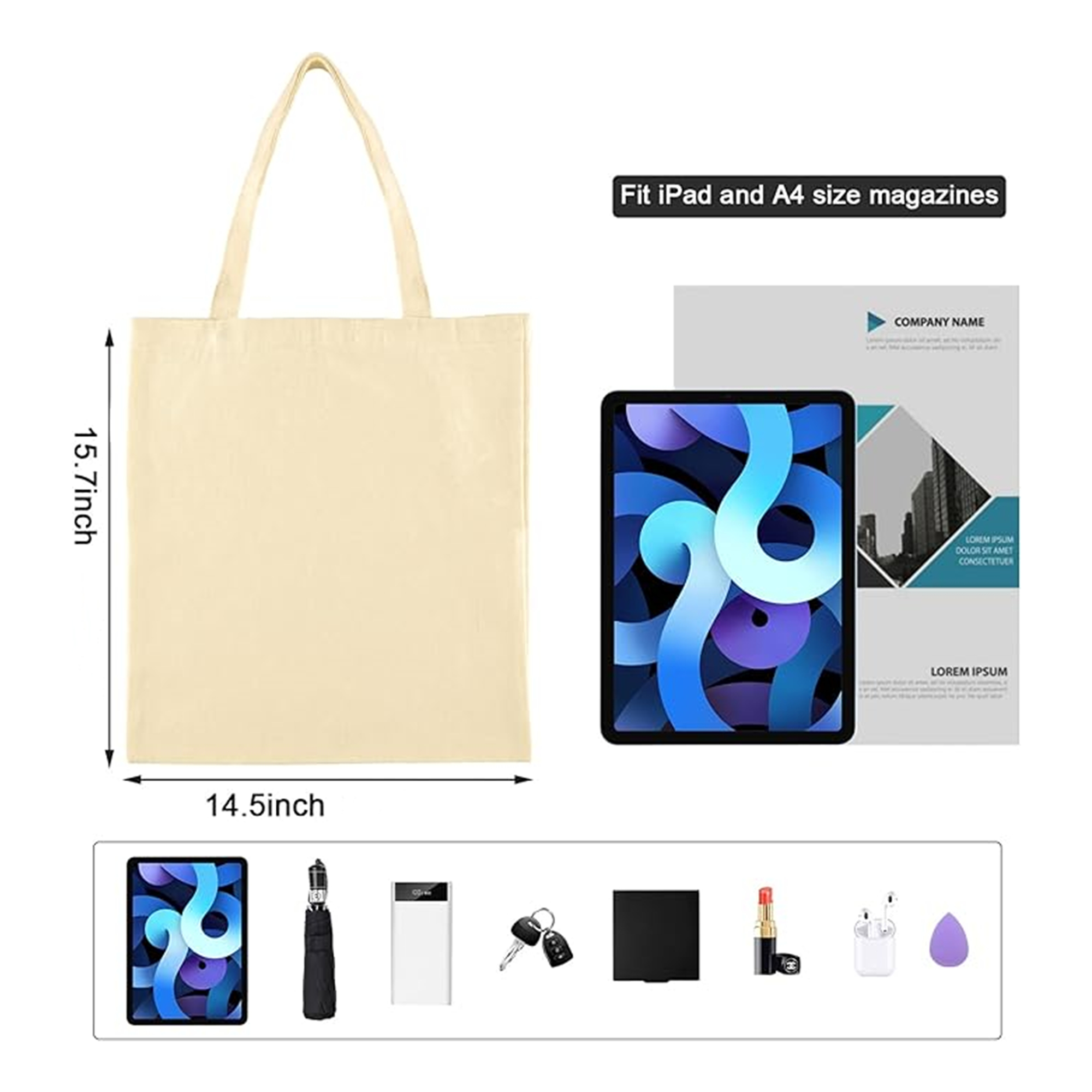 Canvas Tote Bag, custom tote bag with logo imprint 5