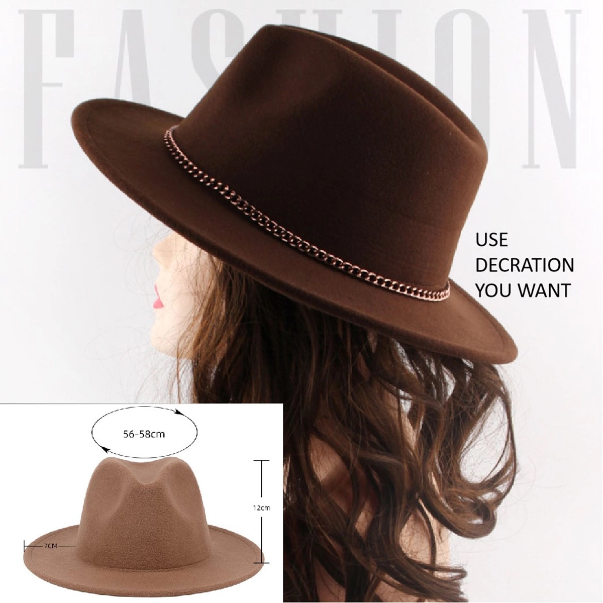 Womens & Mens Two Tone Wide Brim Fedora Hats 4