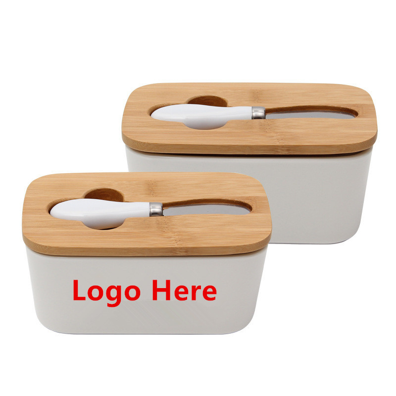Ceramic Butter Dish With Bamboo Lid & Butter Knife 3