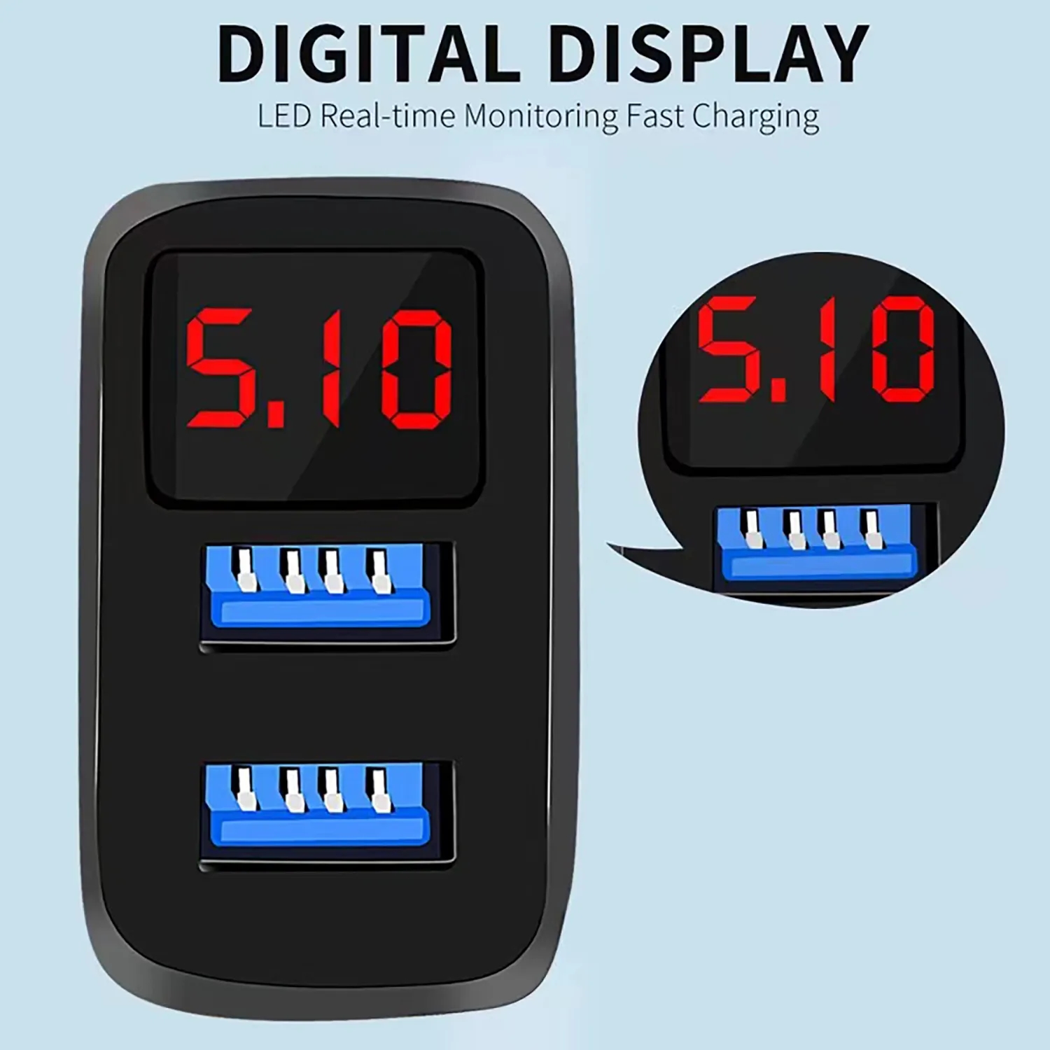 Wall Charger Two Port Intelligent Digital Display 5