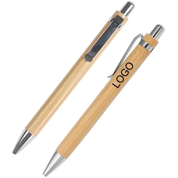 Recycled Natural Bamboo Click Ballpoint Pen 2