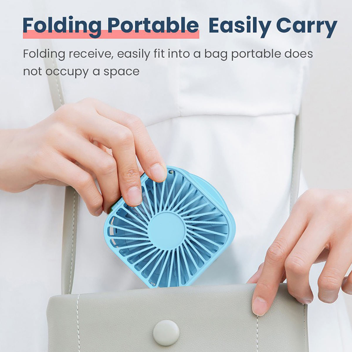 USB Charging Portable Folding Fan With Makeup Mirror 5
