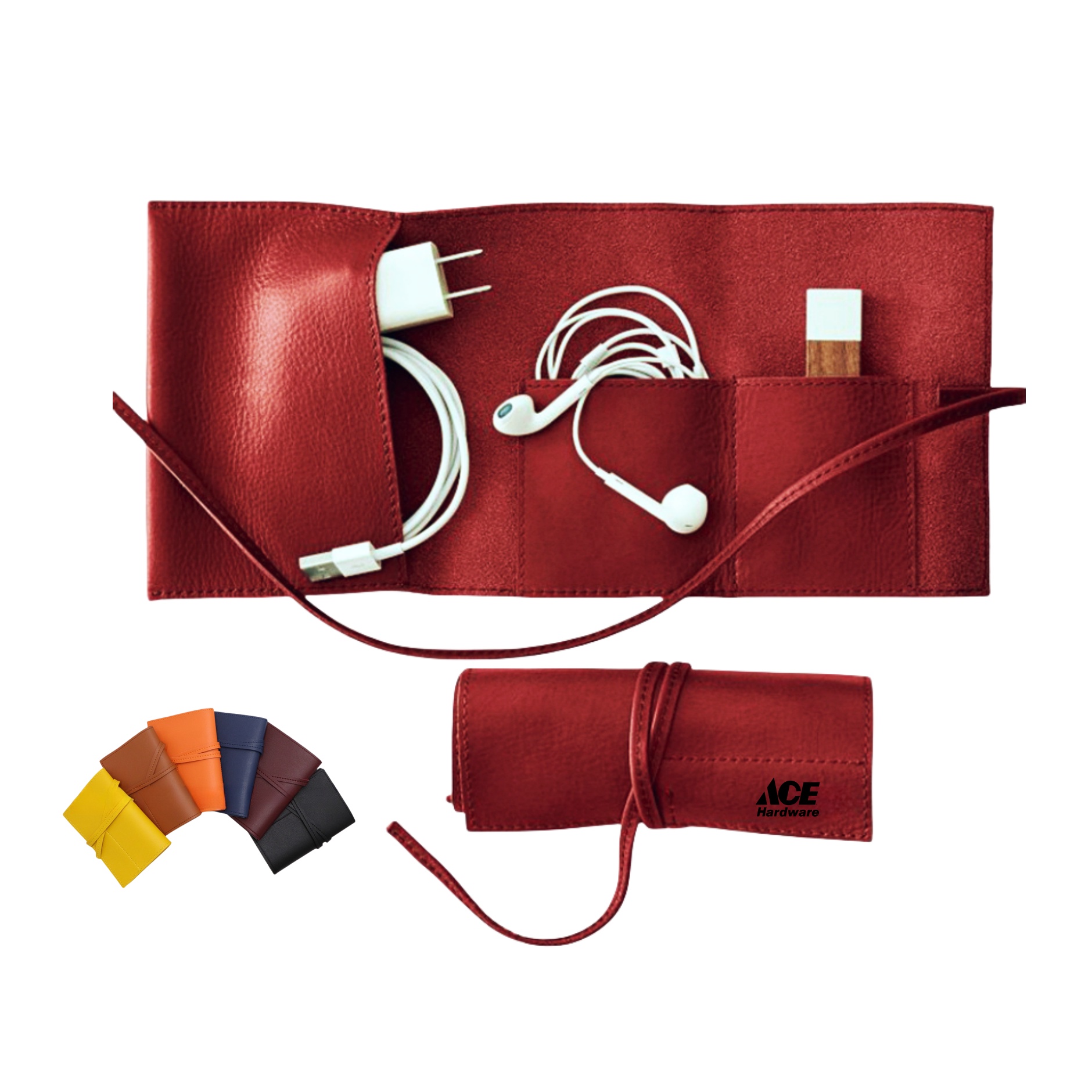 PU Leather Organizer Cable Roll Bag 5