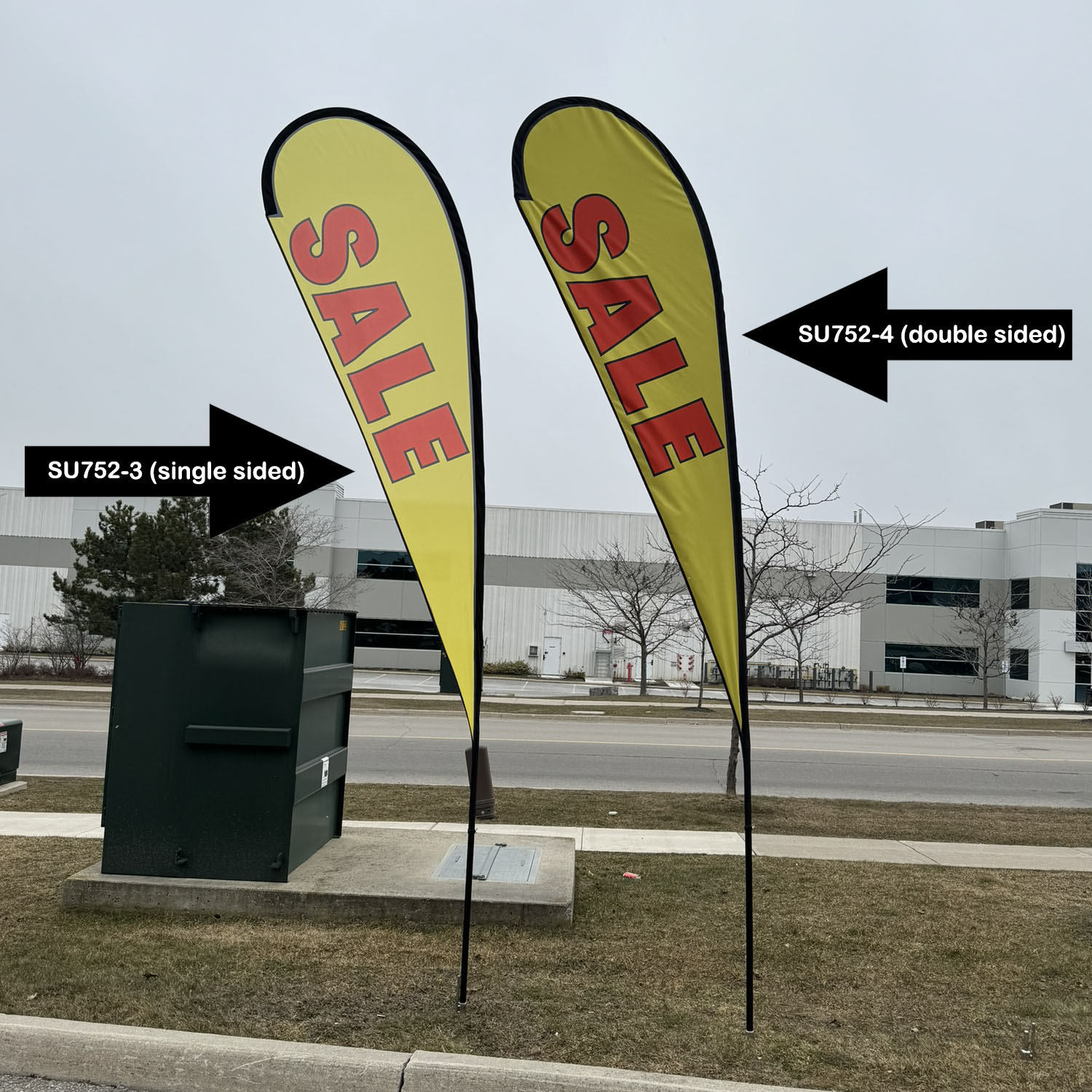 13.5' Large Tear Drop Flag Kit, Full Color Graphics One Side, Outdoor Spike base and Bag Included 10