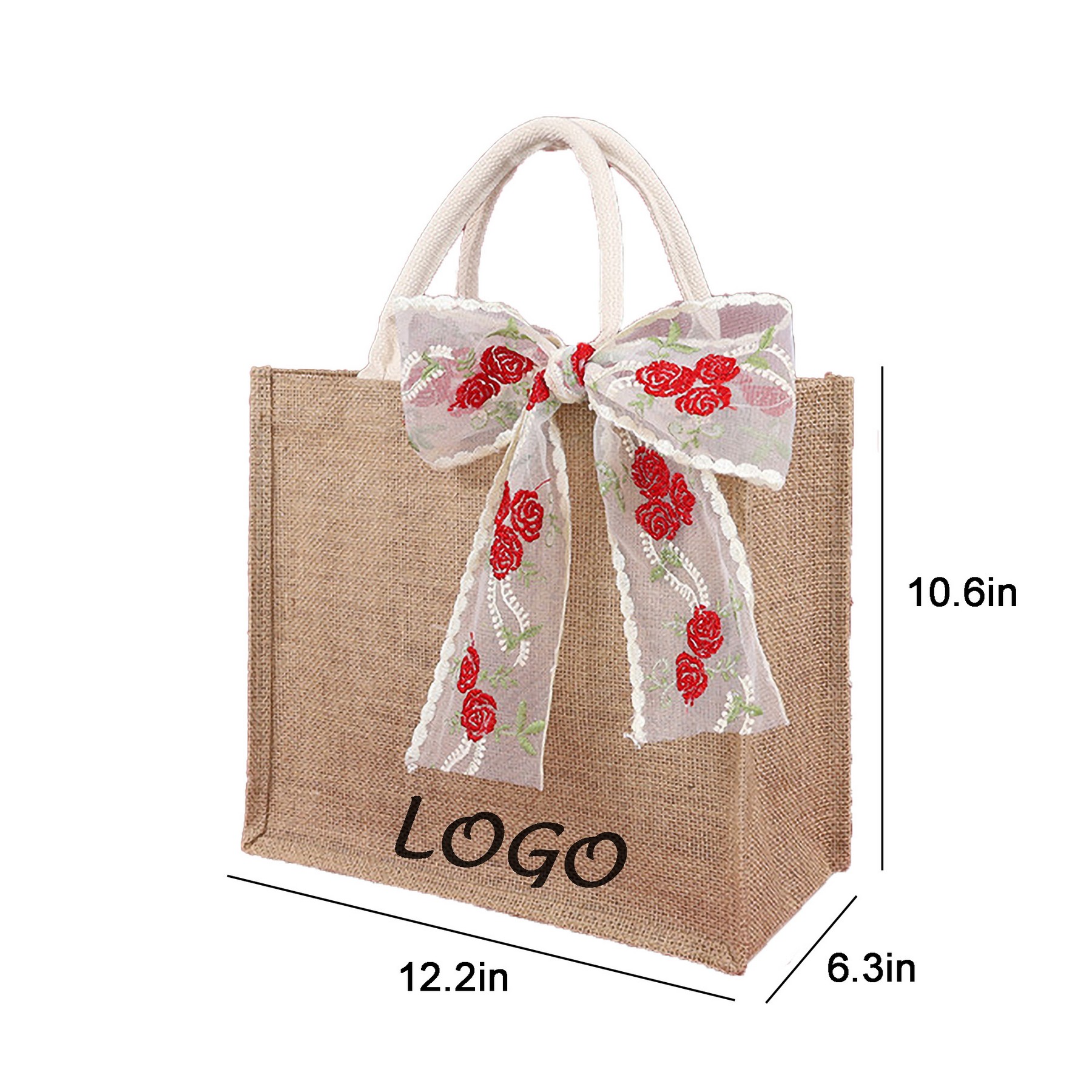 Gift Bag With Handle Lace Bow For Party, Merchandise Retail