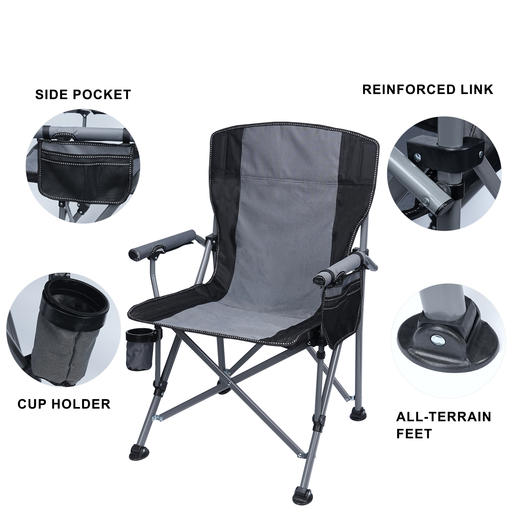 Portable Folding Camping Chair Holds 350lbs For Outdoors 1