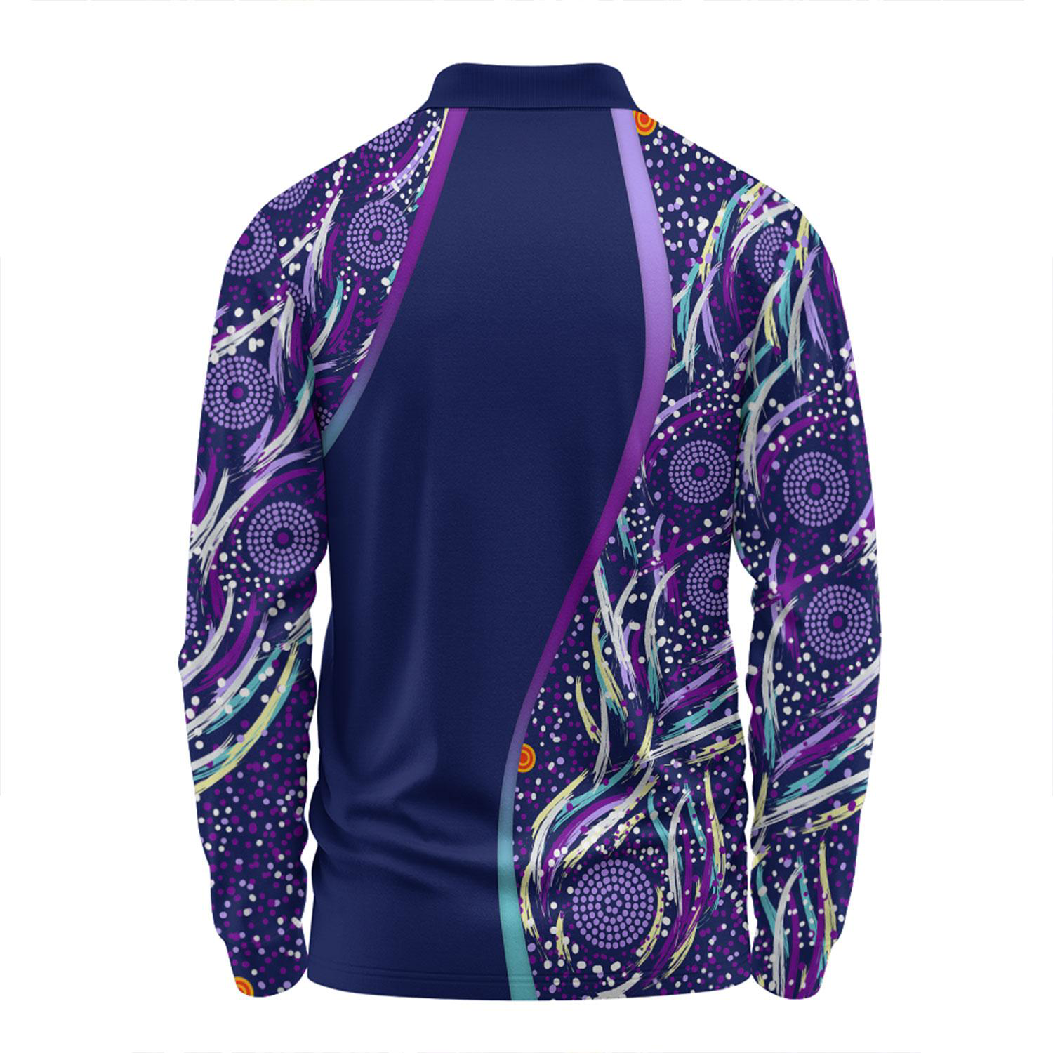 75D Milk Silk Fluorescent Digital Print Men's Long Sleeve Polo - 5.3 oz 2