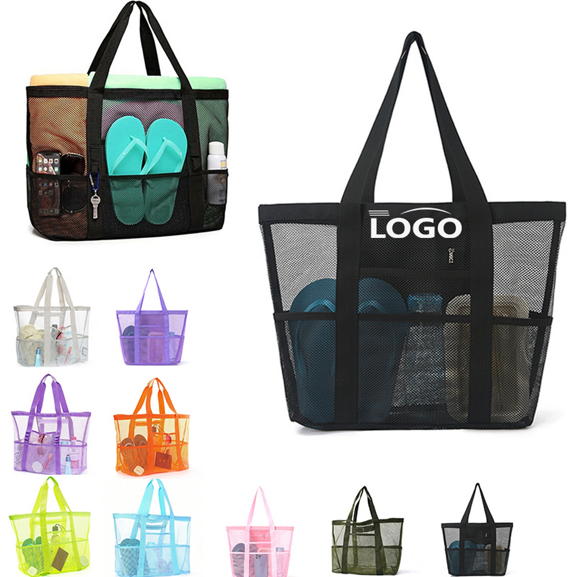 Large Capacity Travel Beach Mesh Shoulder Tote Bag 5