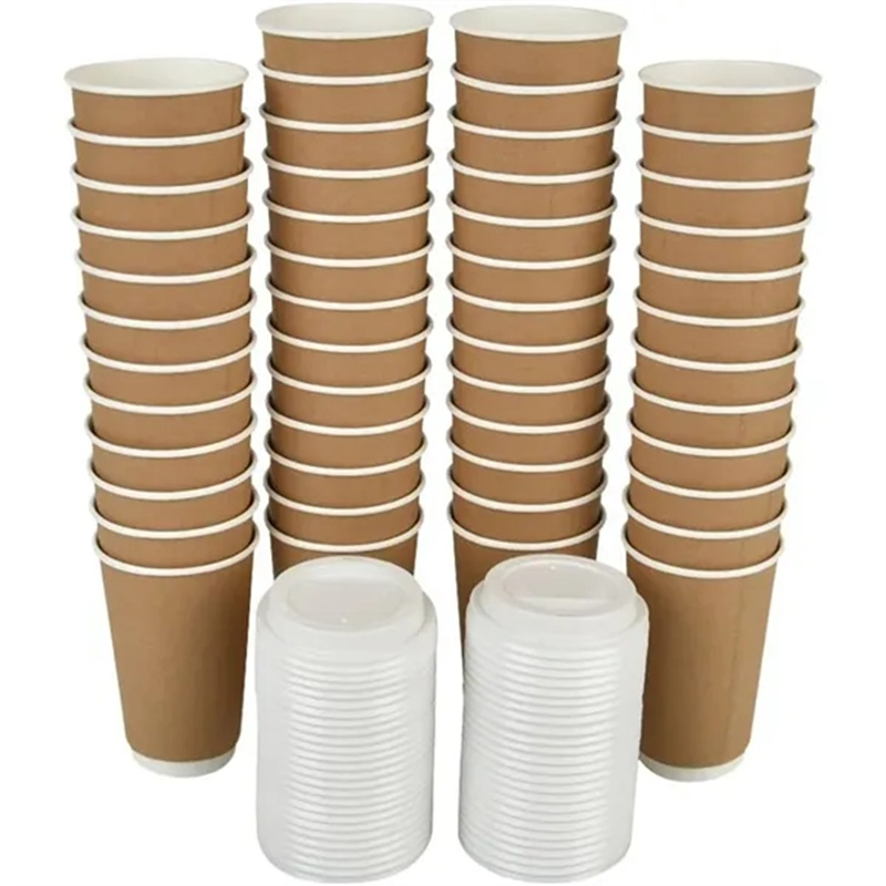 16oz Double Wall Kraft Paper Coffee Cup With Lid 1
