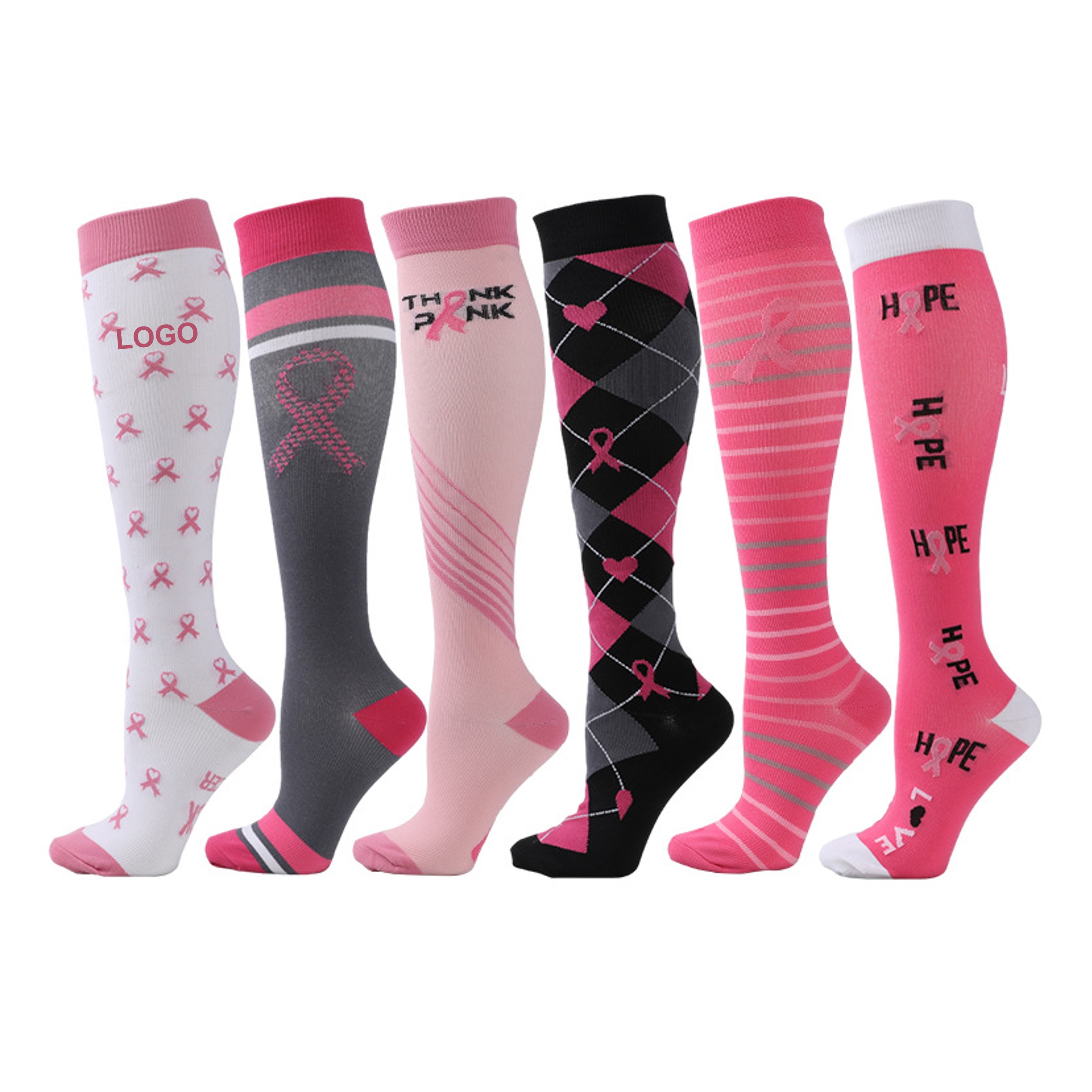 Pink Ribbon Knee High Sock (direct import) 3