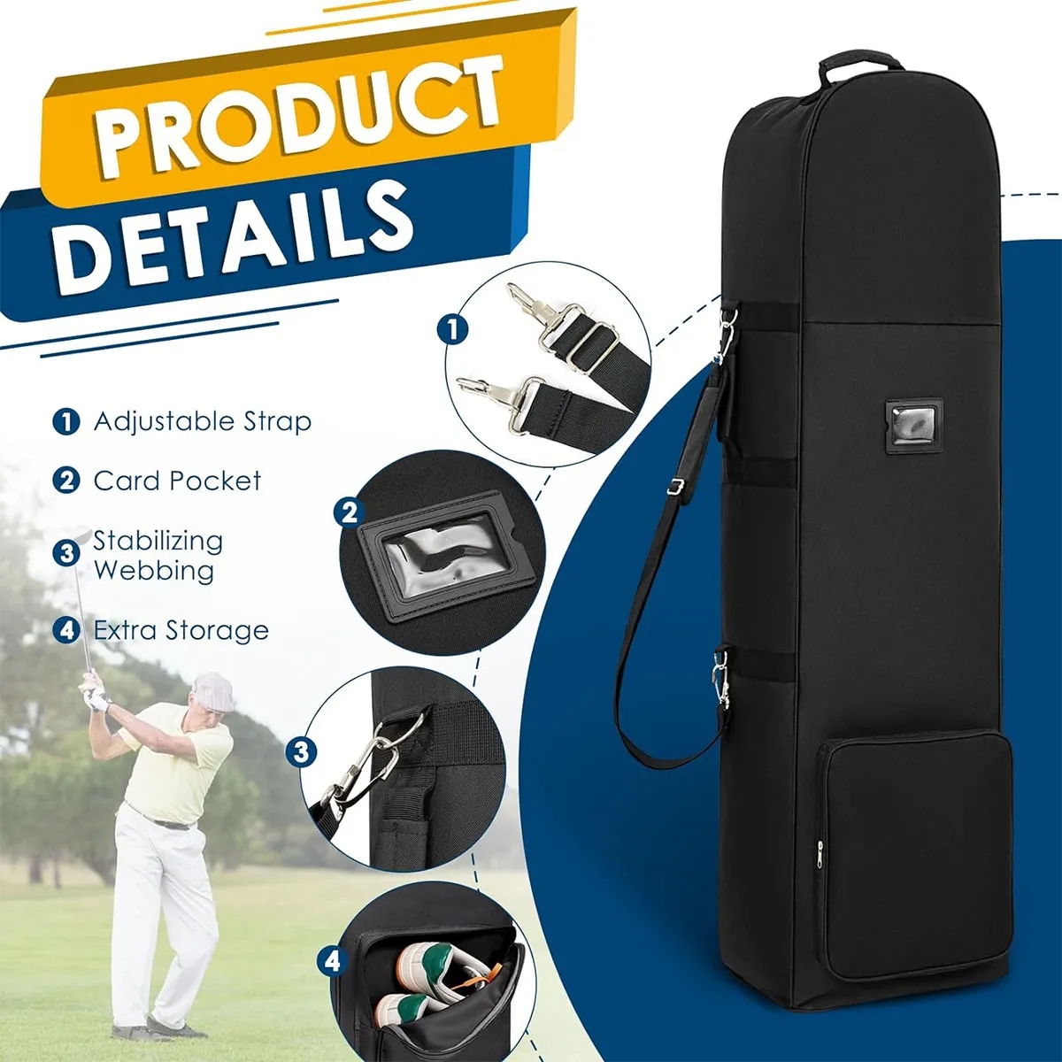 Oxford Padded Golf Travel Bags with Wheels 2