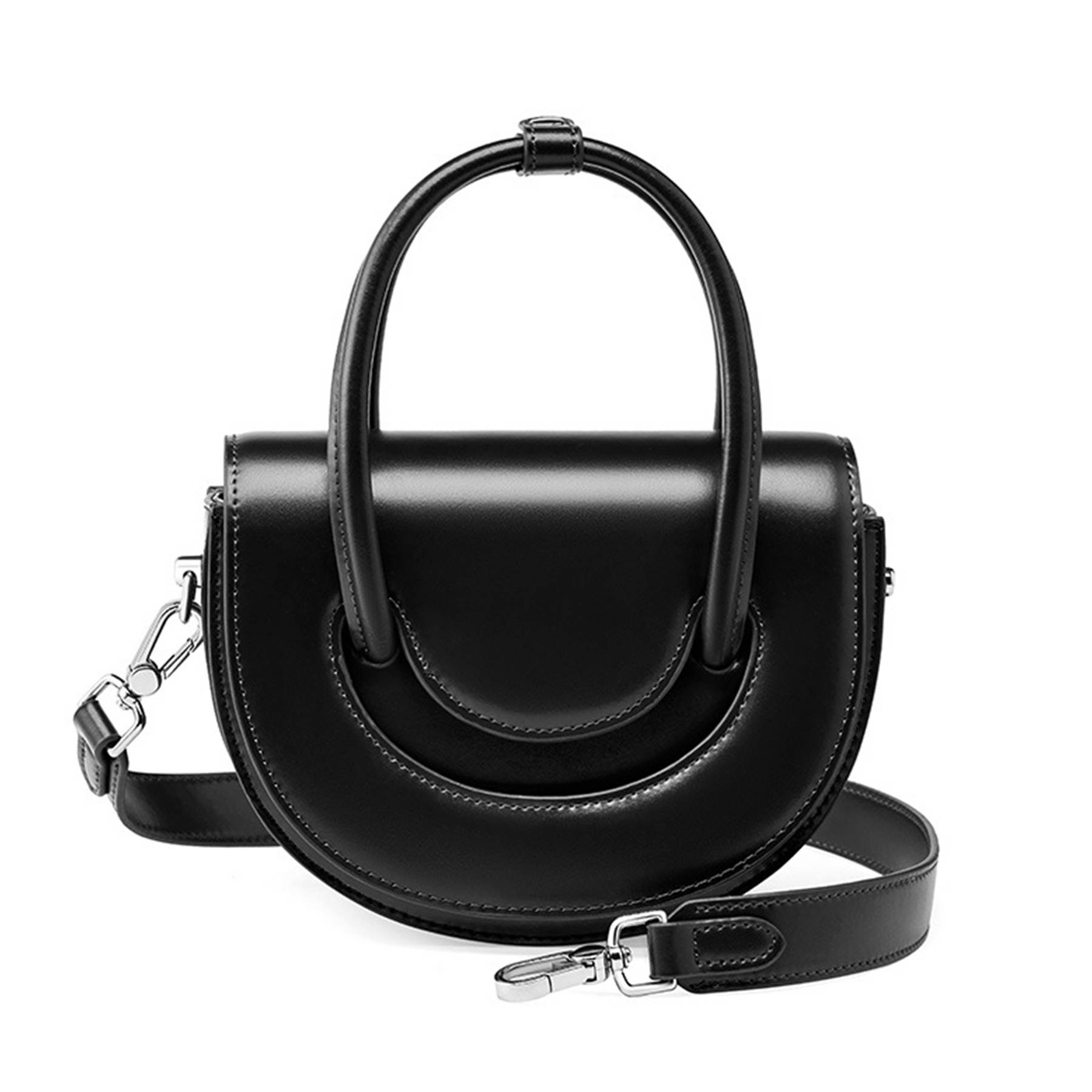 Genuine Leather Solid shoulder cross-body tote bag 2