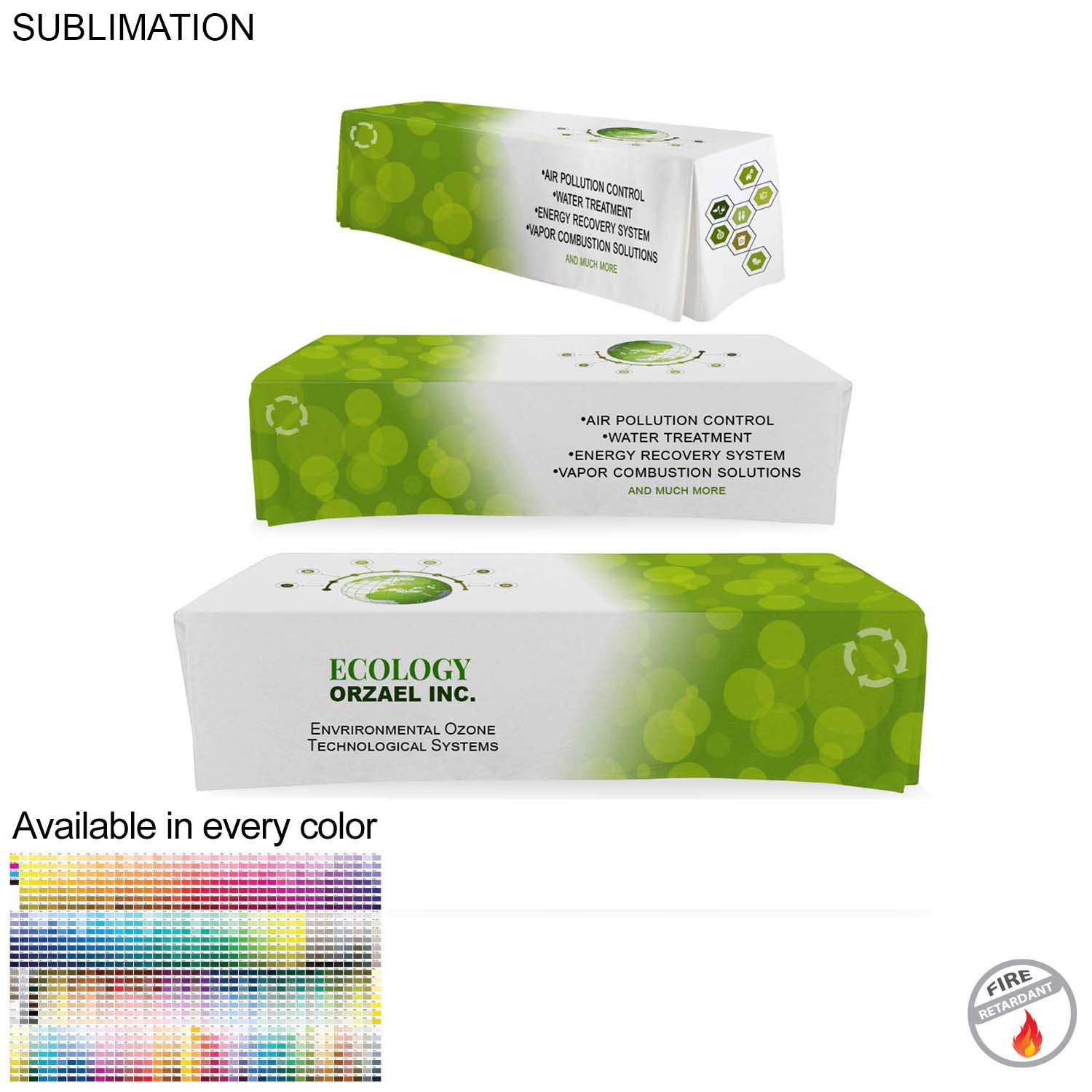 Sublimated Table Cloth for 10' table, Drape style, 4 sided, Closed Back 2