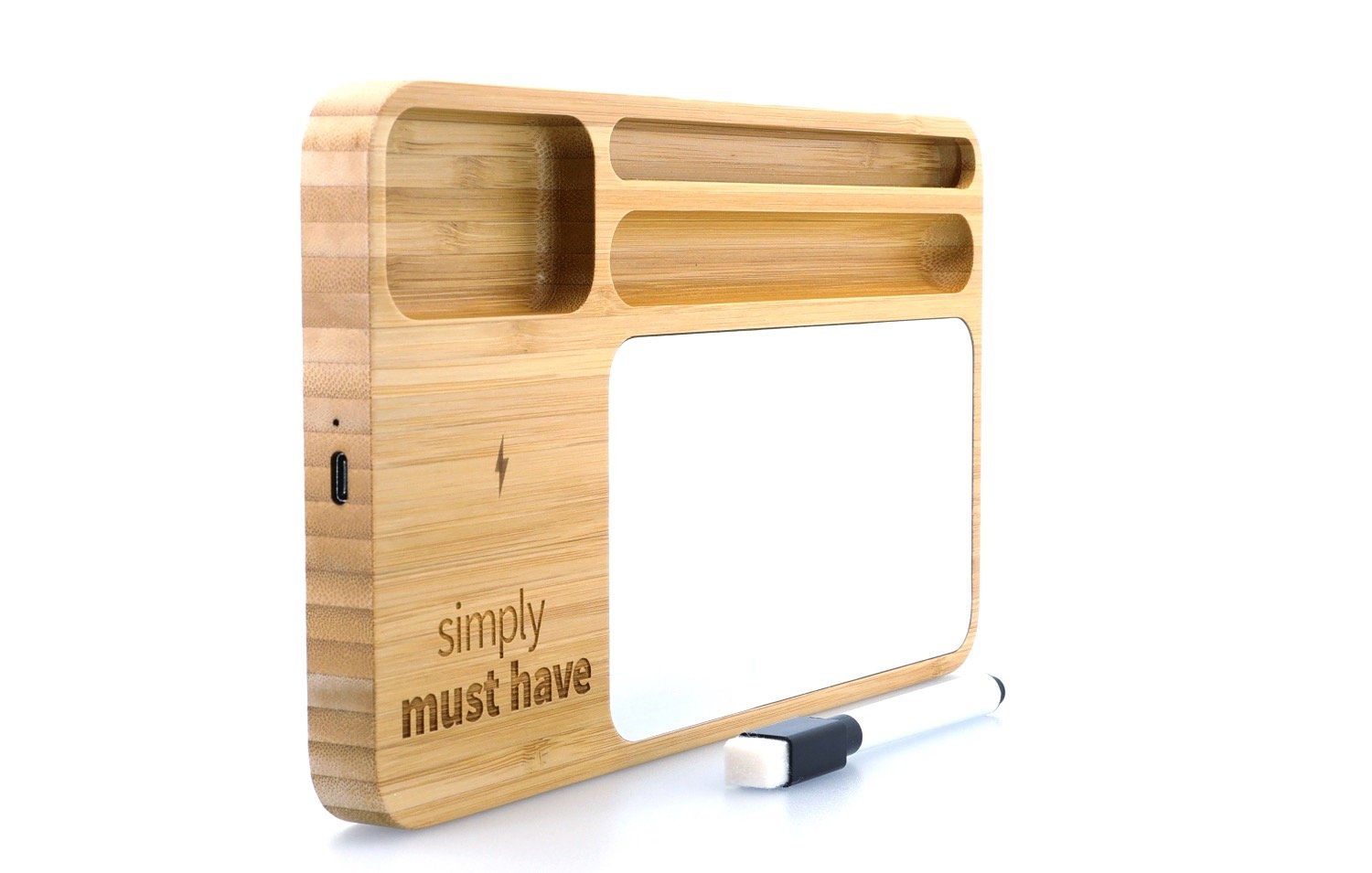 Bamboo 10W Wireless Charging Base with Dry Erase Board 12