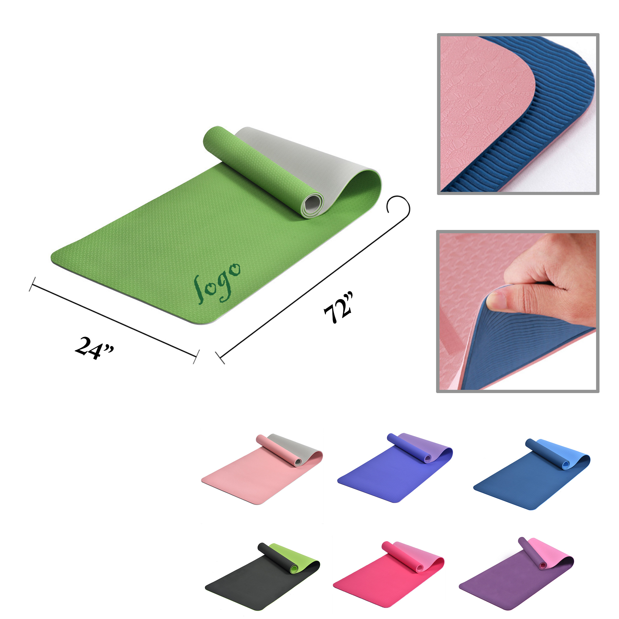 MOQ12 Dual Color TPE Yoga Mat for Exercise and Fitness 1