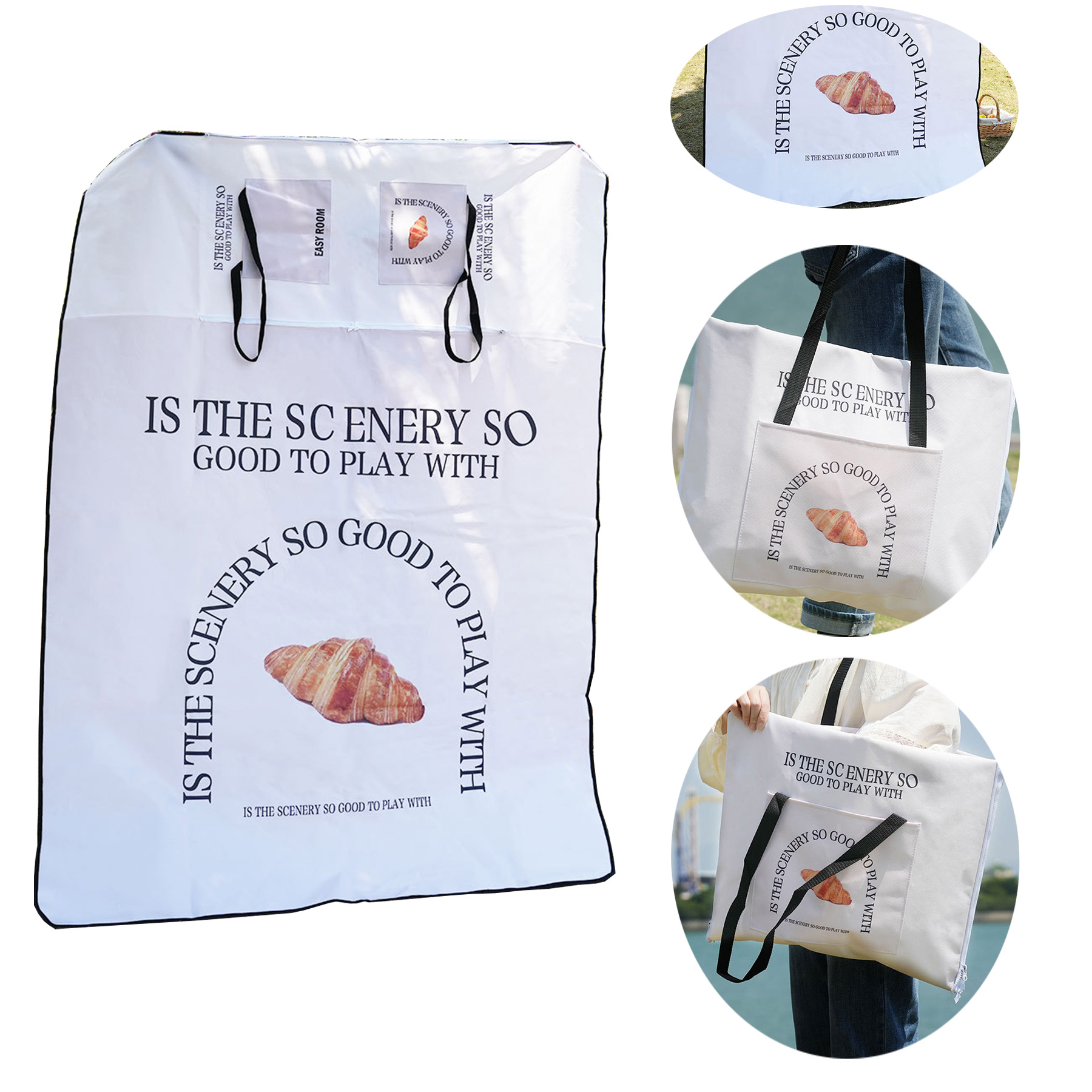Portable Picnic Moisture-Proof Mat Zipper Bento Bag