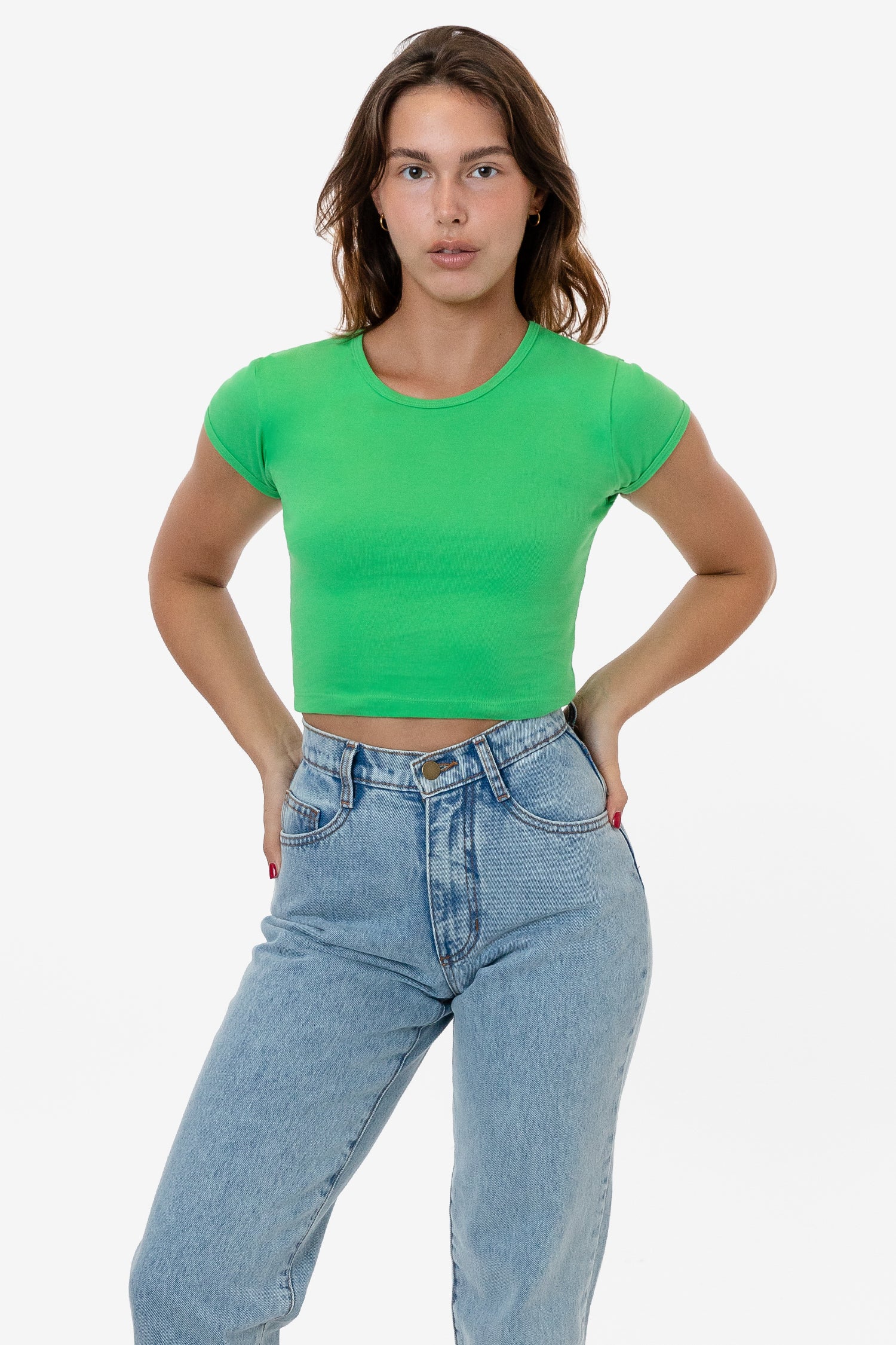 BABY RIB CAP SLEEVE CROP TOP 26