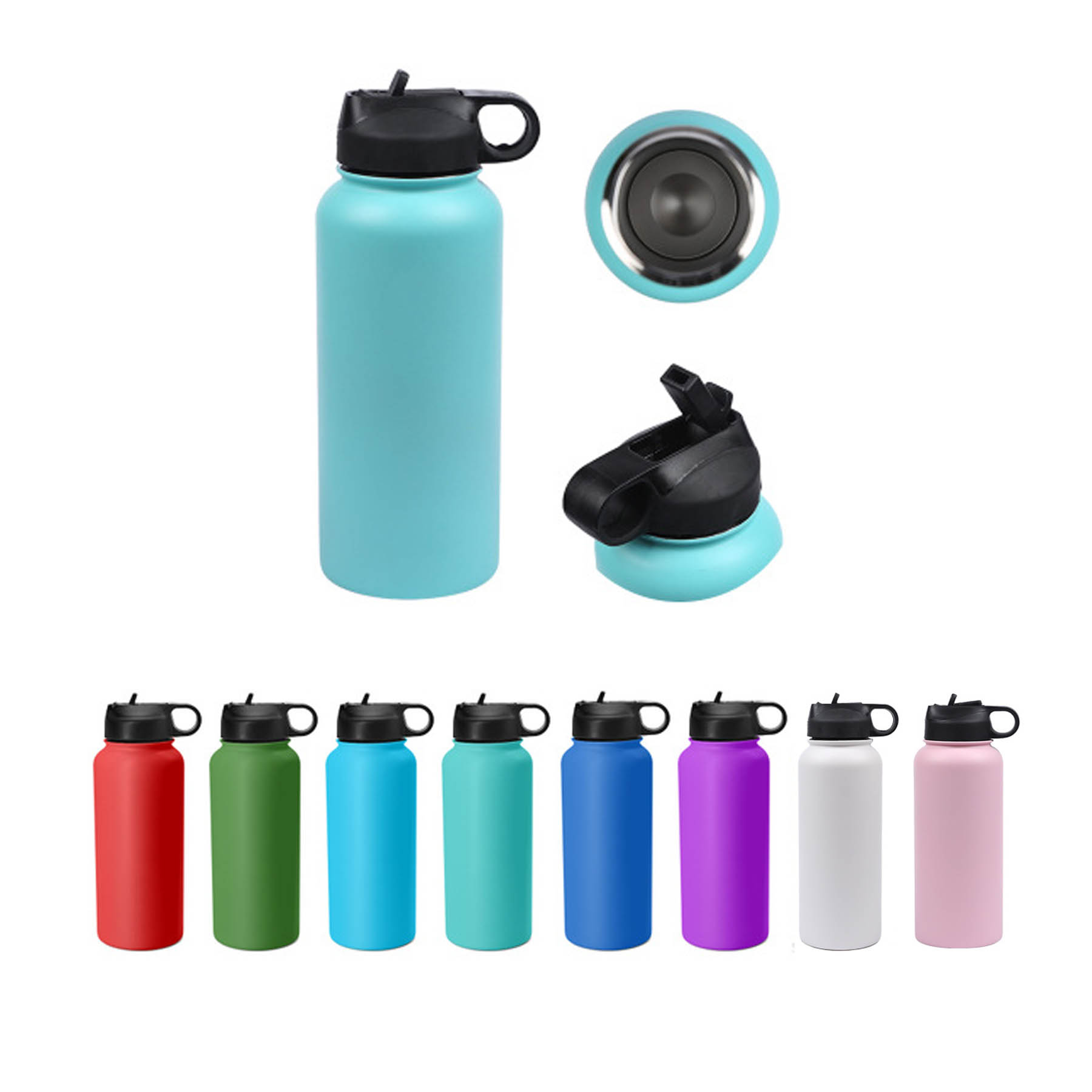 Stainless Steel Insulated Wide Mouth / Water Bottle with Straw 32 Oz 2