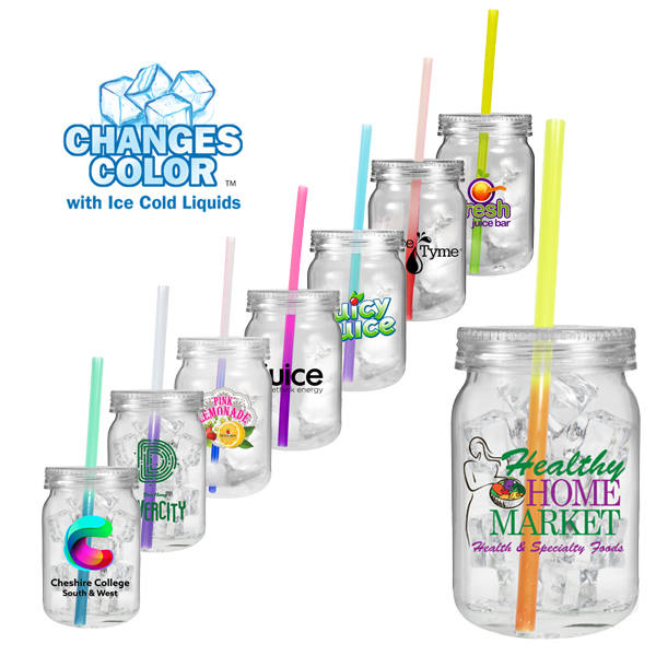 24 oz. Plastic Mason Jar with Mood™ Straw 5