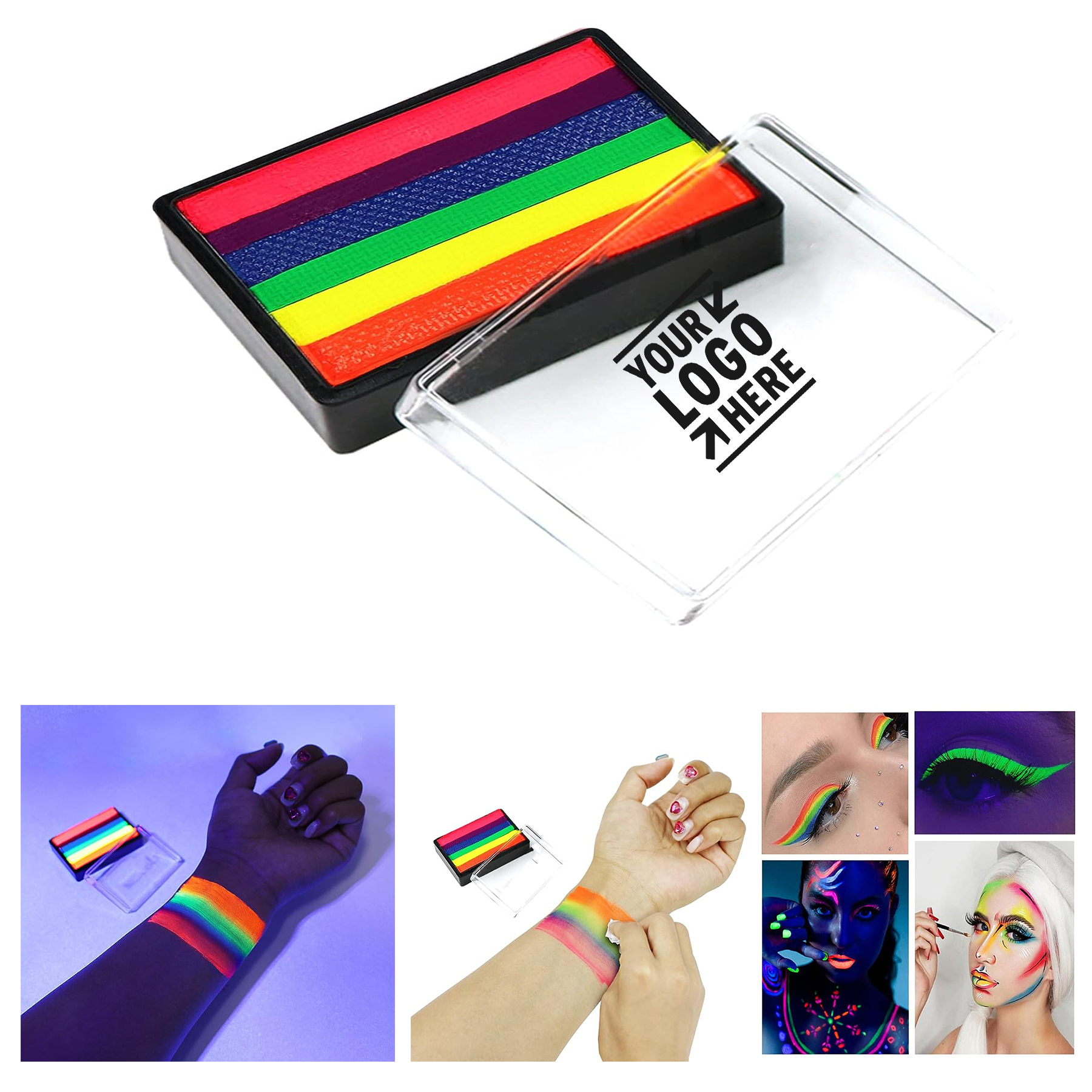 Water Activated Eyeliner Makeup Body Painting 6 Colors 1.06 Oz Neon Rainbow Fluorescent Face Paint  