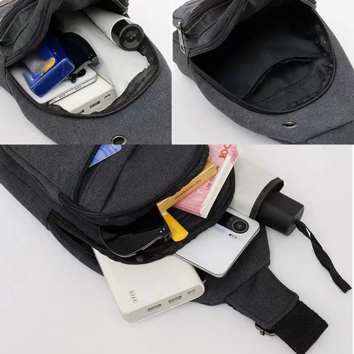 Casual Canvas Crossbody Sling Bag with Earphone Port 1