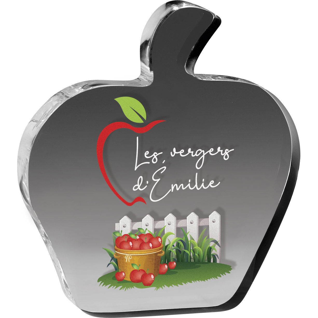 Clear Apple Paper Weight (4 1/8"x 4 5/8" 3/4") Full Colour PhotoImage