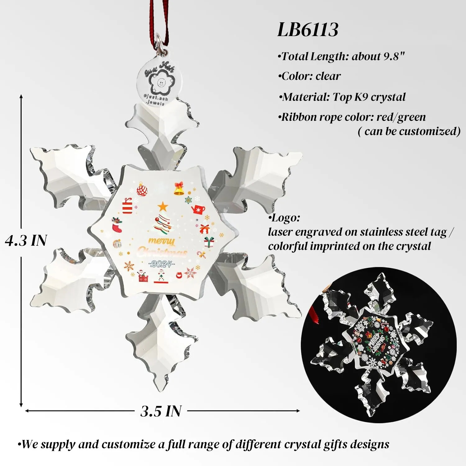 Crystal Snowflake Ornaments Home Hanging Decor 4