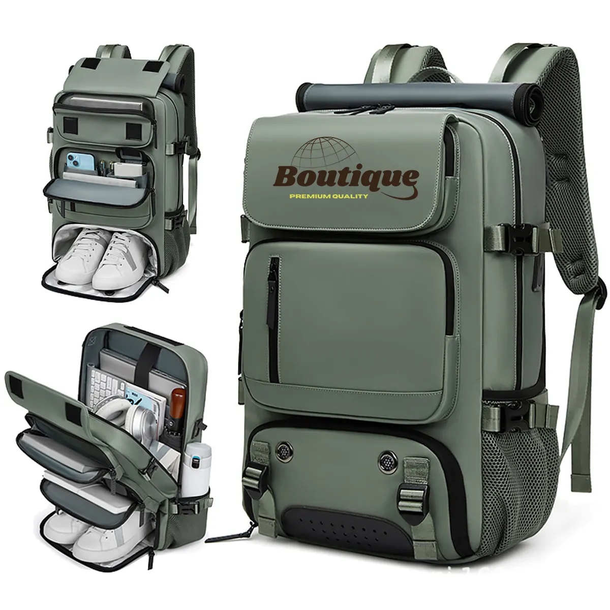 Carry-On Travel Backpack Duffel Bag With Shoe Compartment 2