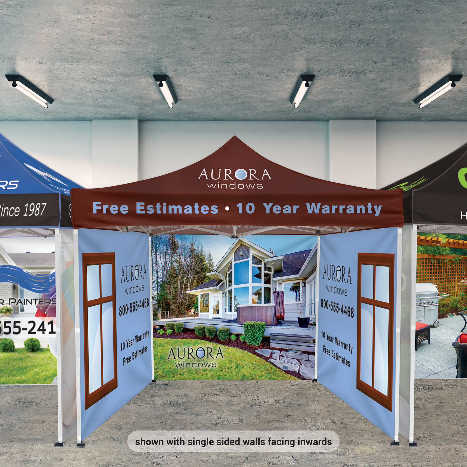 10' Square Canopy Tent W/Three Double Sided Full Walls 2